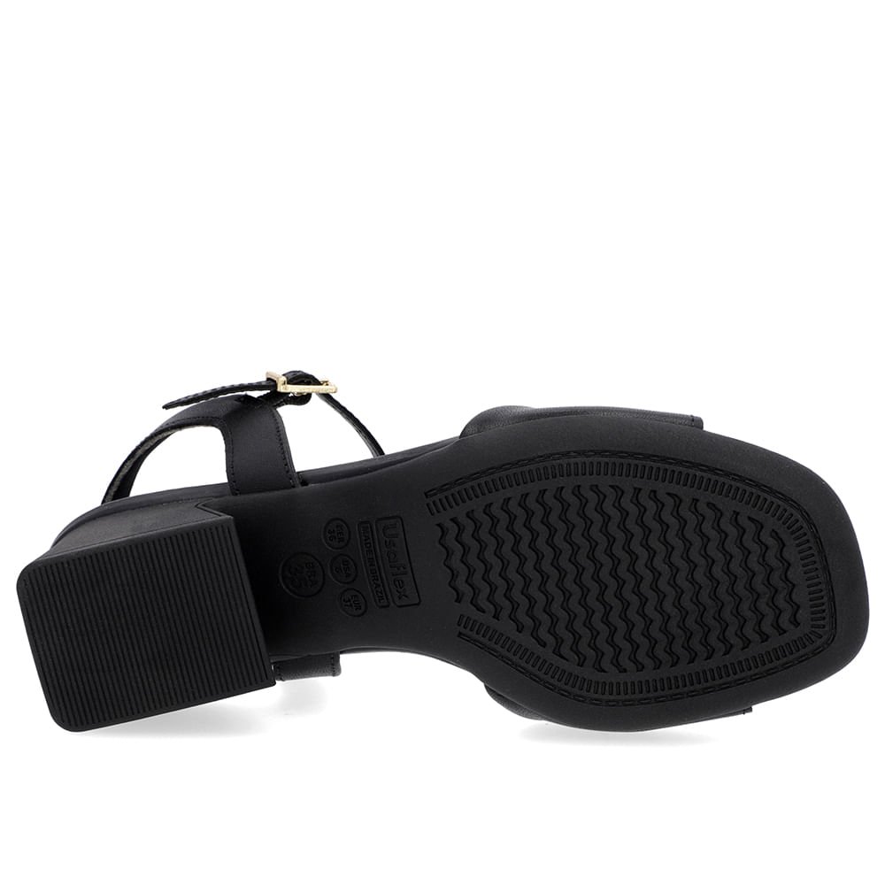 Sandália Salto Geométrico Couro Preta Preto 5