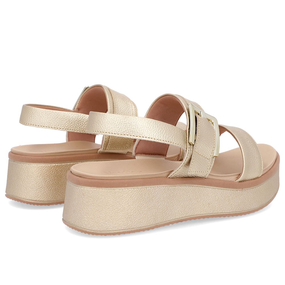 Sandália Salto Plataforma Couro Dourado Fivela Dourado 3