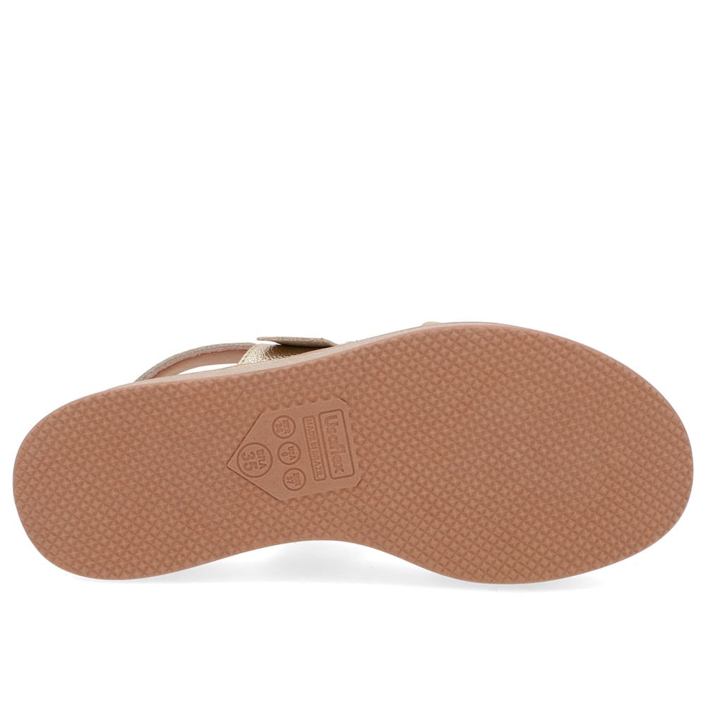 Sandália Salto Plataforma Couro Dourado Fivela Dourado 5