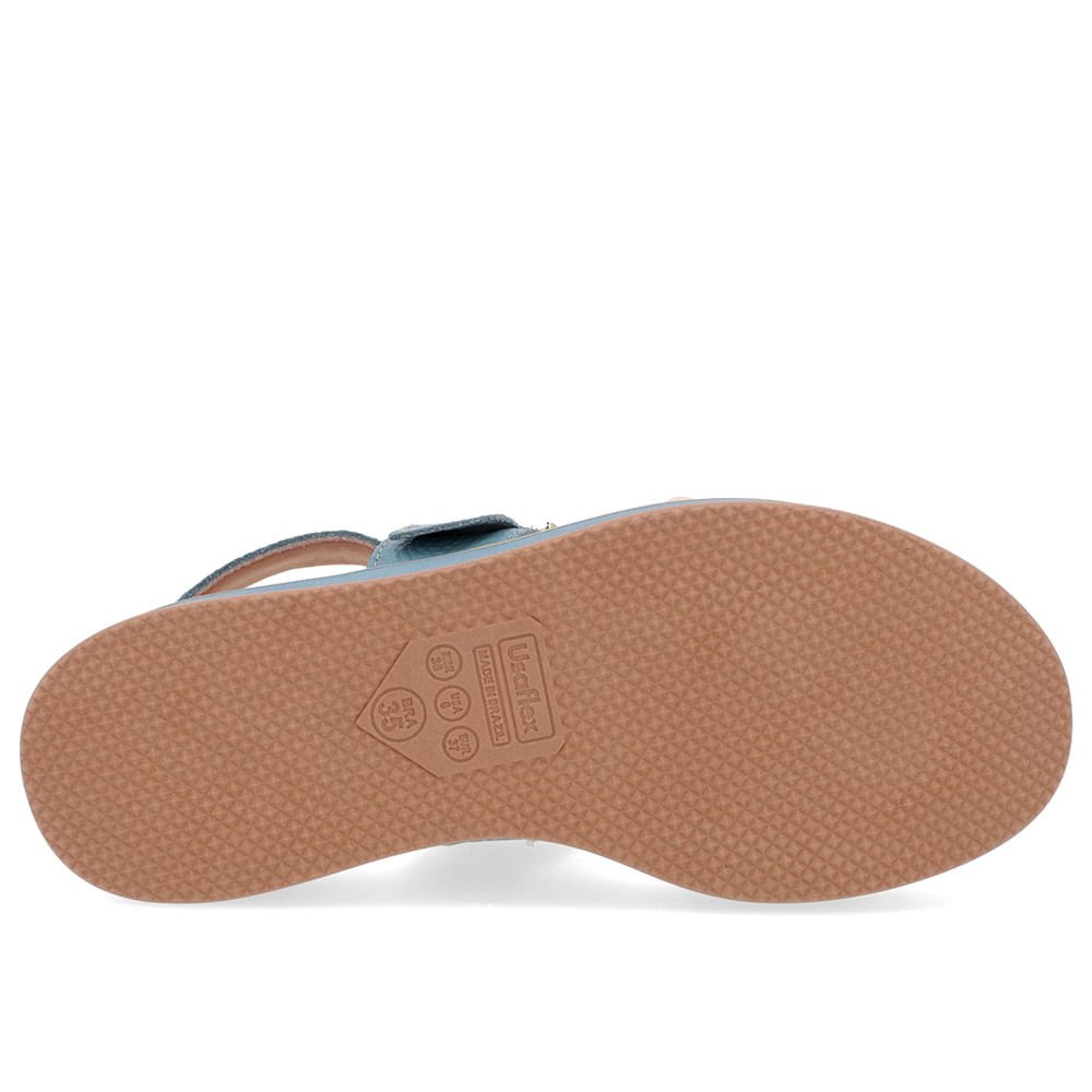 Sandália Salto Plataforma Couro Azul Fivela Azul 5