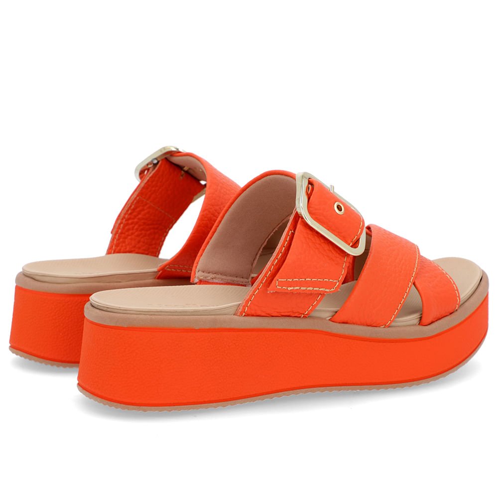 Tamanco Plataforma Couro Laranja Fivela Laranja 3