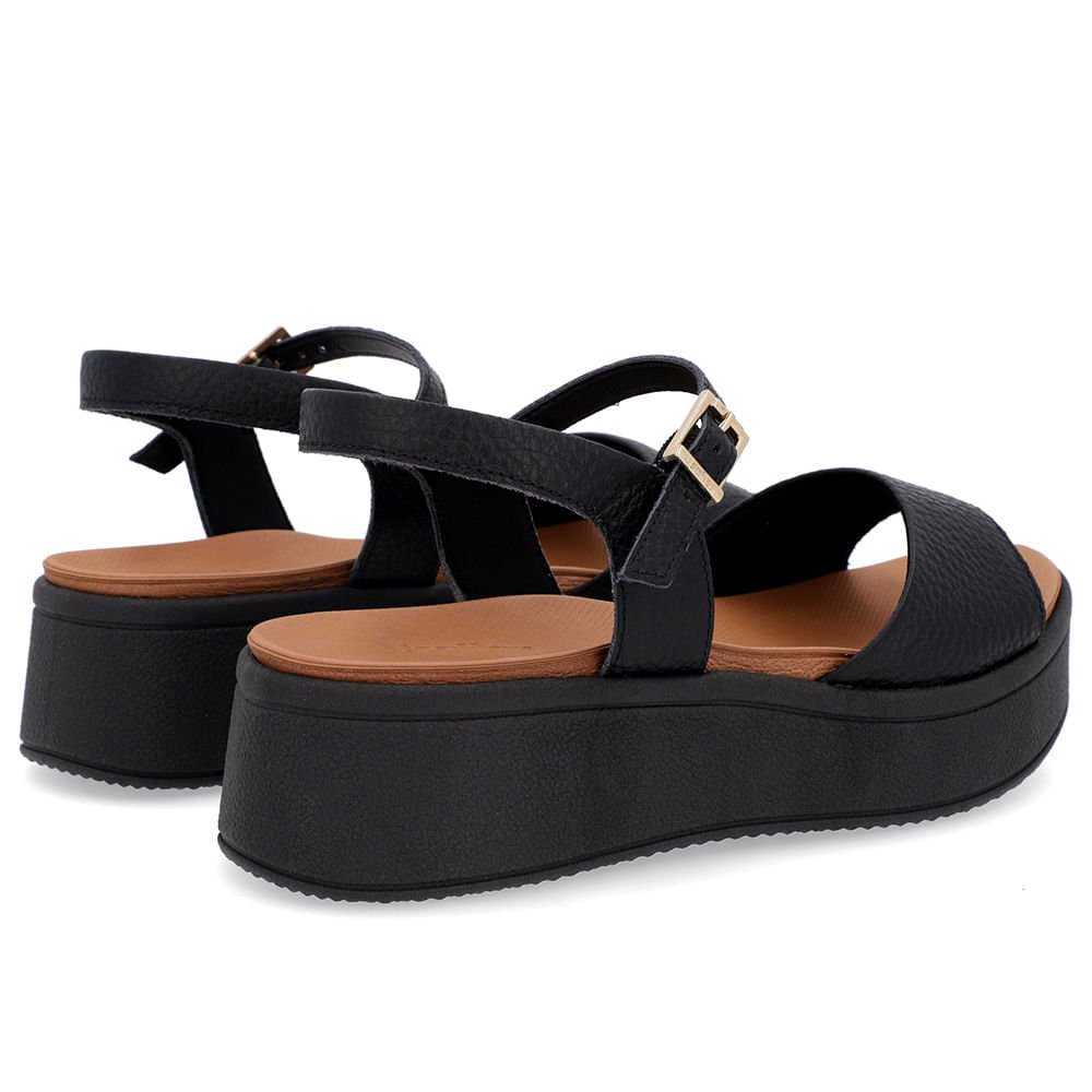 Sandália Salto Plataforma Couro Preta Preto 3