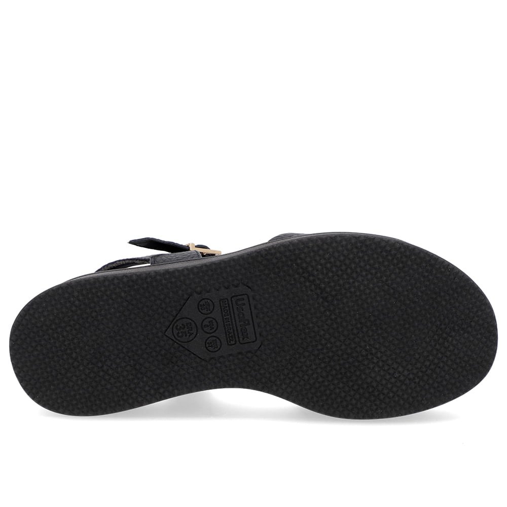 Sandália Salto Plataforma Couro Preta Preto 5