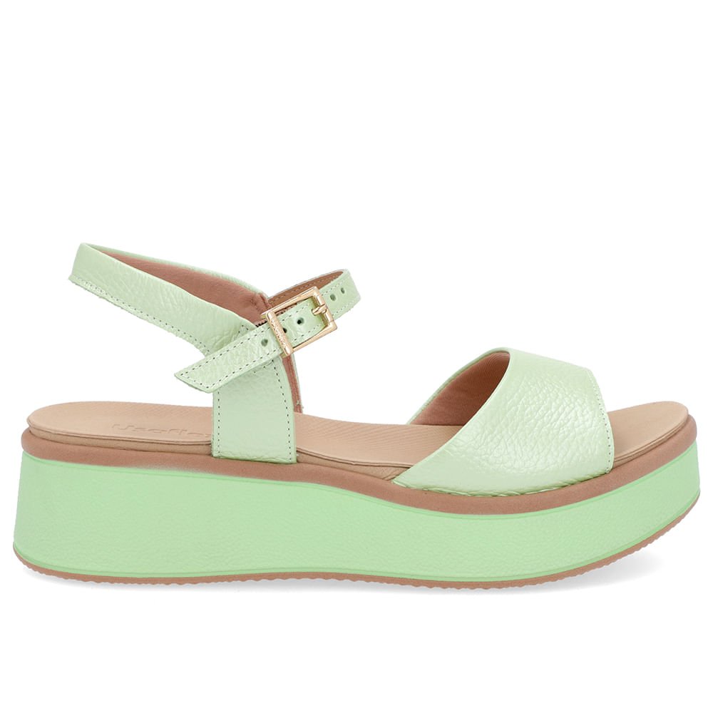 Sandália Salto Plataforma Couro Verde Verde 1