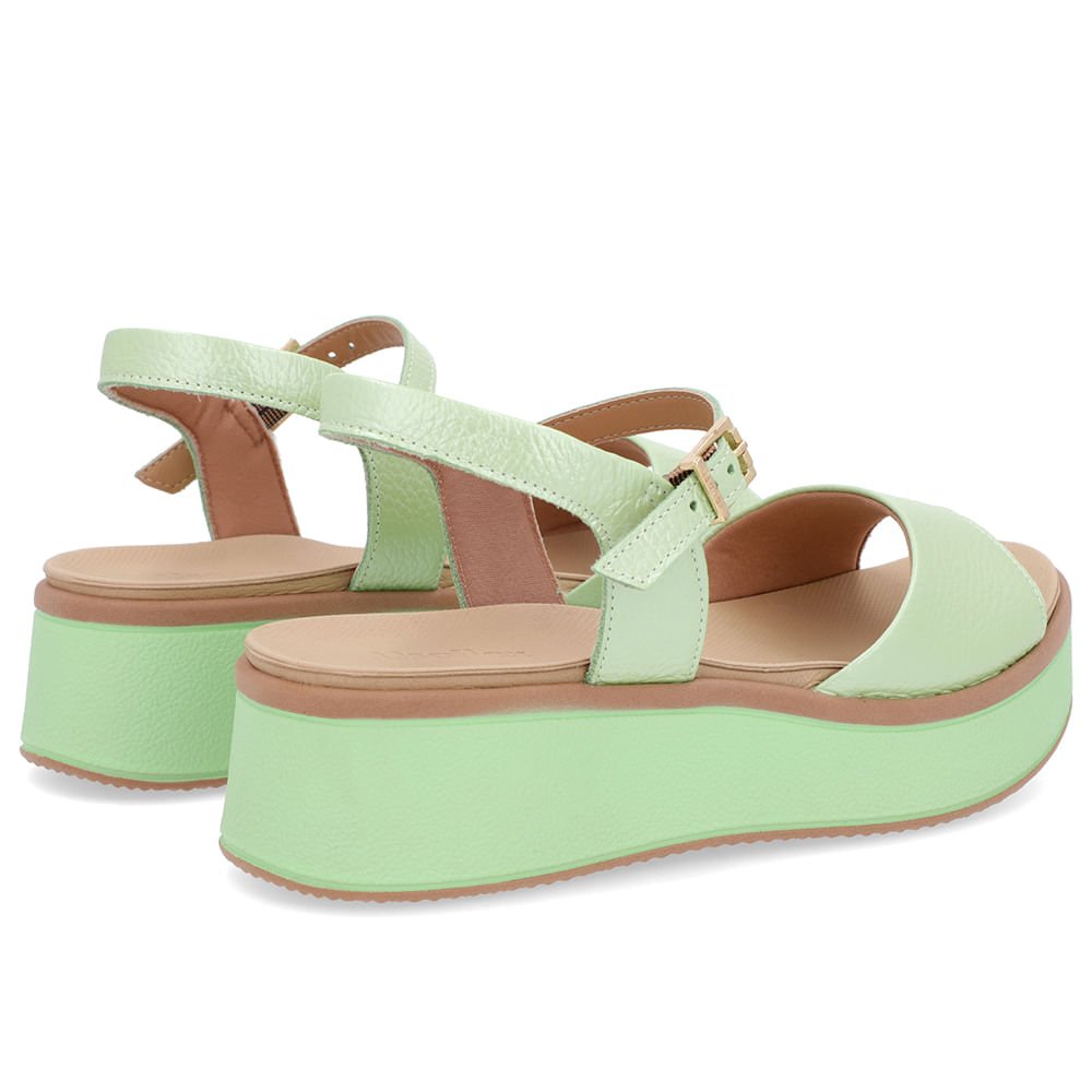 Sandália Salto Plataforma Couro Verde Verde 3