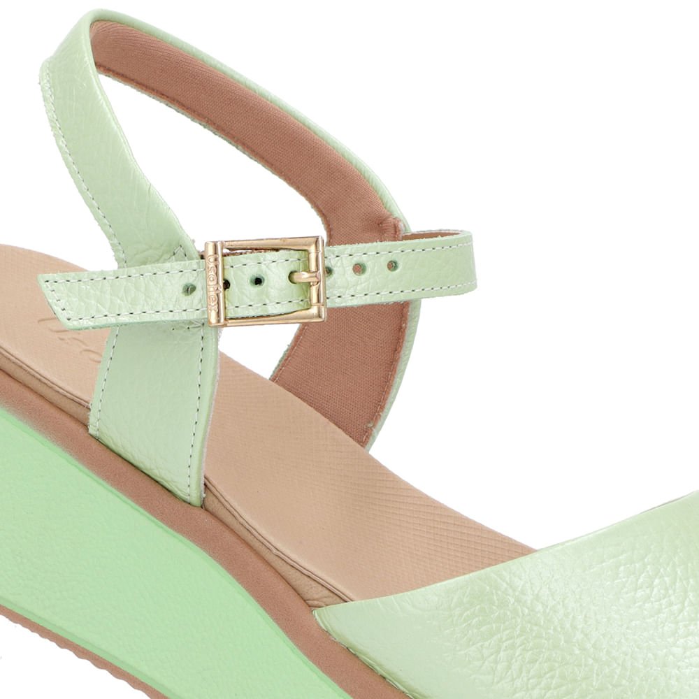 Sandália Salto Plataforma Couro Verde Verde 4