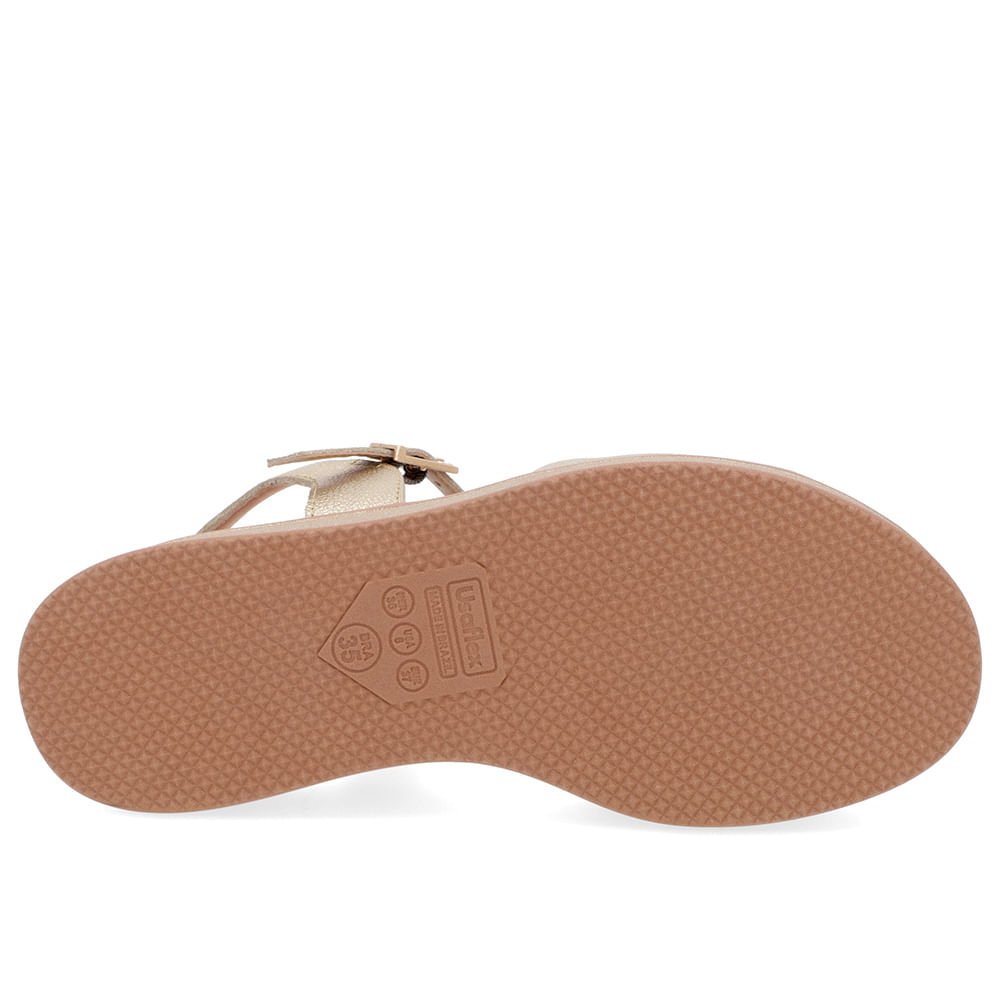 Sandália Salto Plataforma Couro Dourada Dourado 5