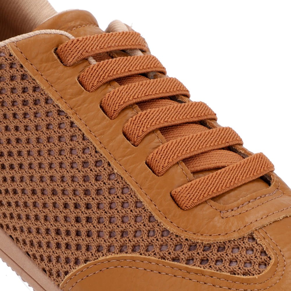 Tênis Básico Marrom Tecido Detalhe Couro Marrom 4