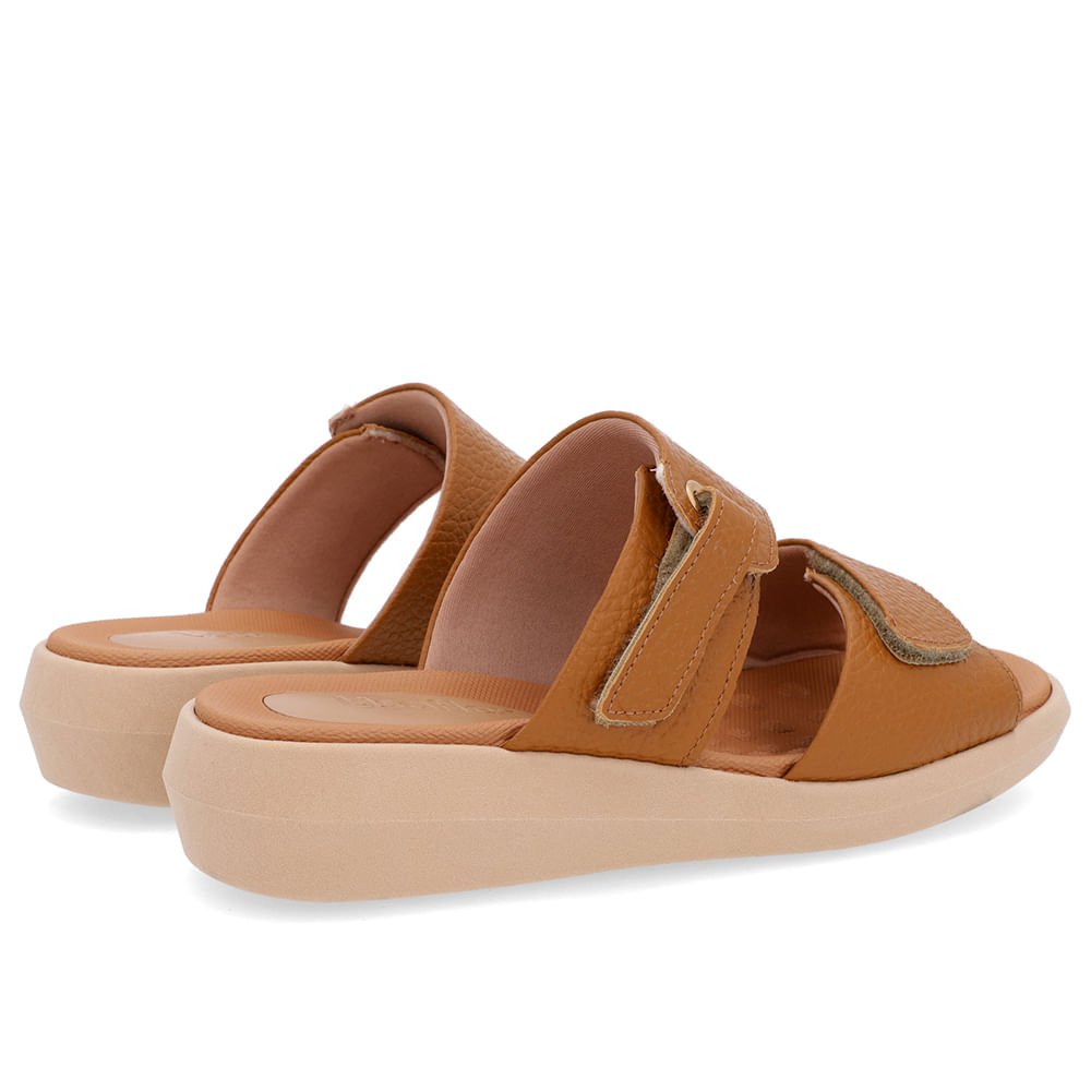 Tamanco Salto Baixo Couro Marrom Fecho-Flex Marrom 3