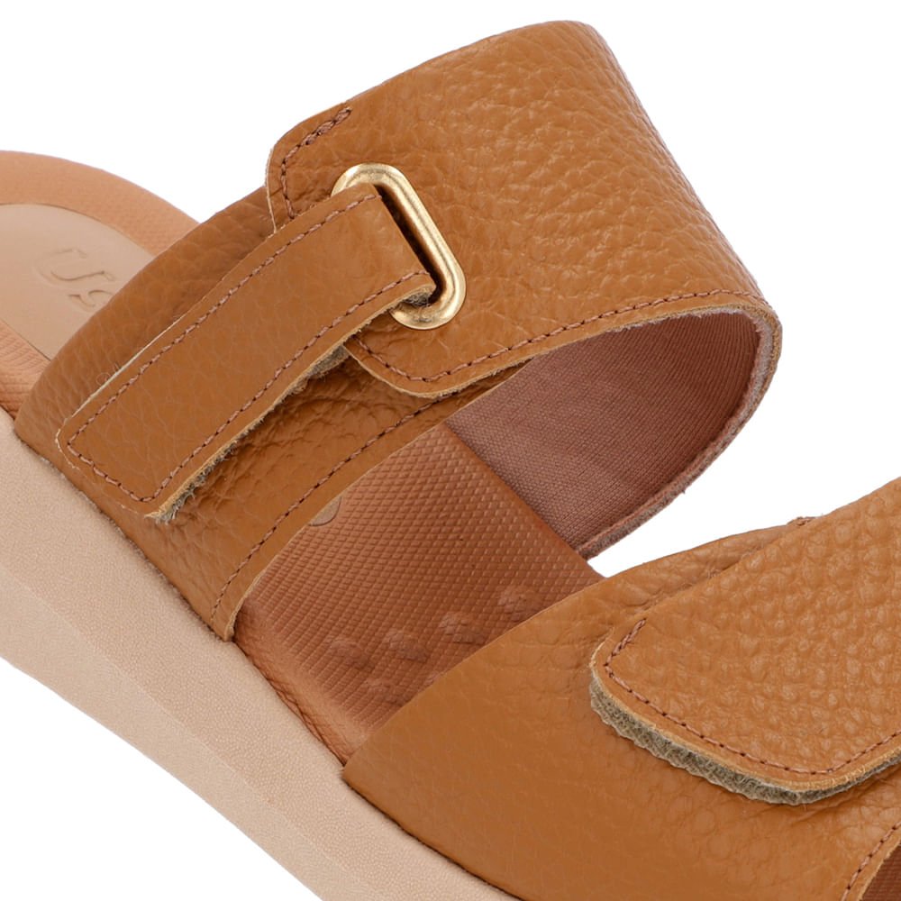 Tamanco Salto Baixo Couro Marrom Fecho-Flex Marrom 4