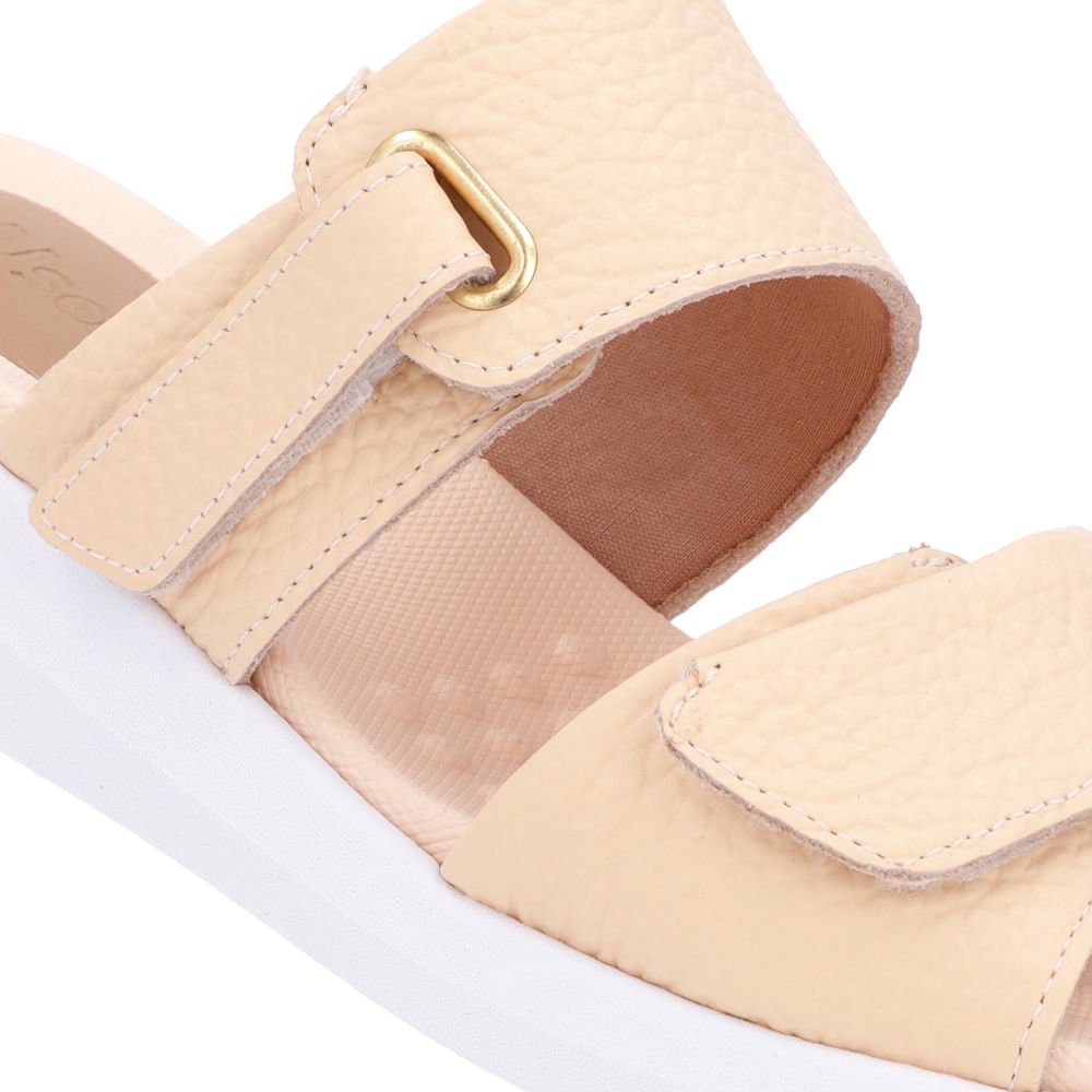 Tamanco Salto Baixo Couro Laranja Claro Fecho-Flex Laranja 4