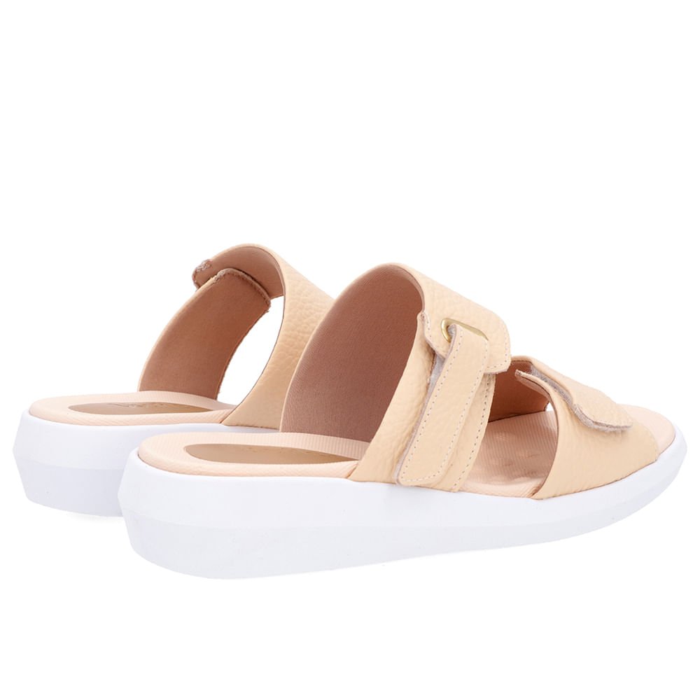 Tamanco Salto Baixo Couro Laranja Claro Fecho-Flex Laranja 3