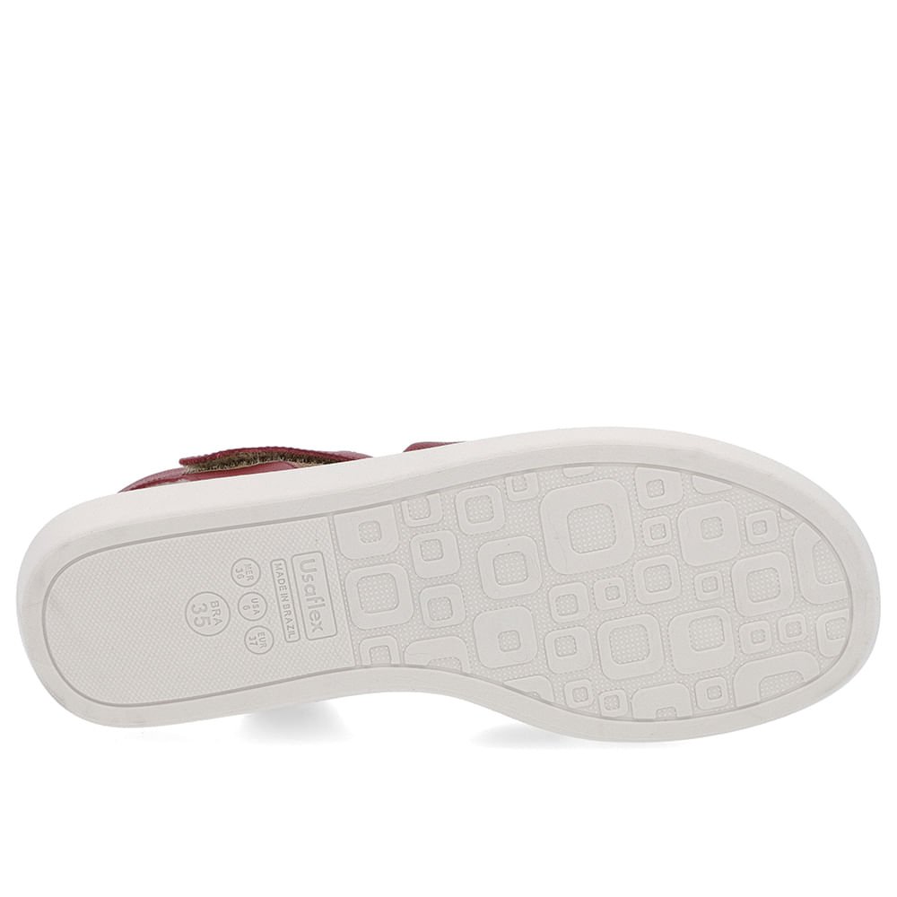 Sandália Salto Baixo Couro Vermelha Bordô 5