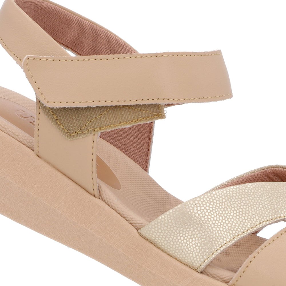 Sandália Salto Baixo Couro Bege Bege 4