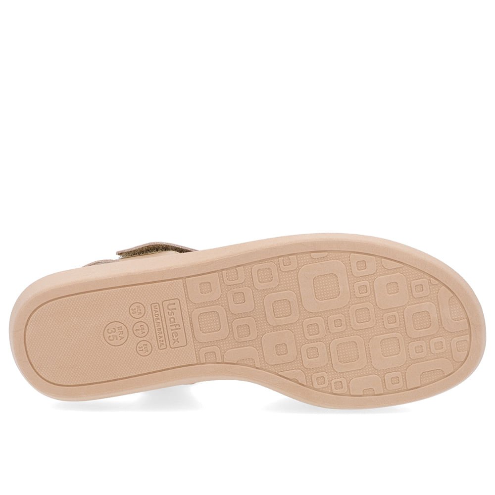 Sandália Salto Baixo Couro Bege Bege 5