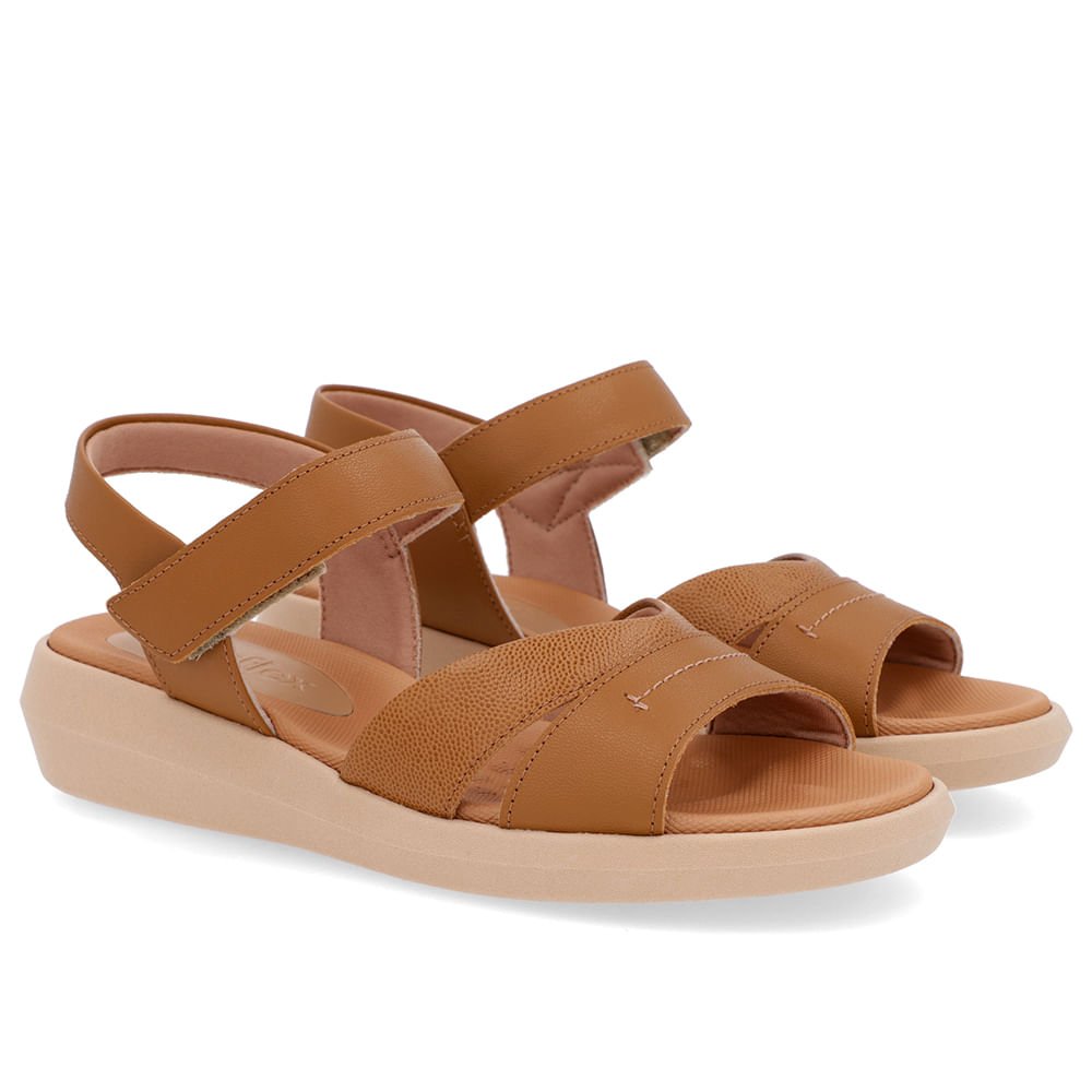 Sandália Salto Baixo Couro Marrom Marrom 2