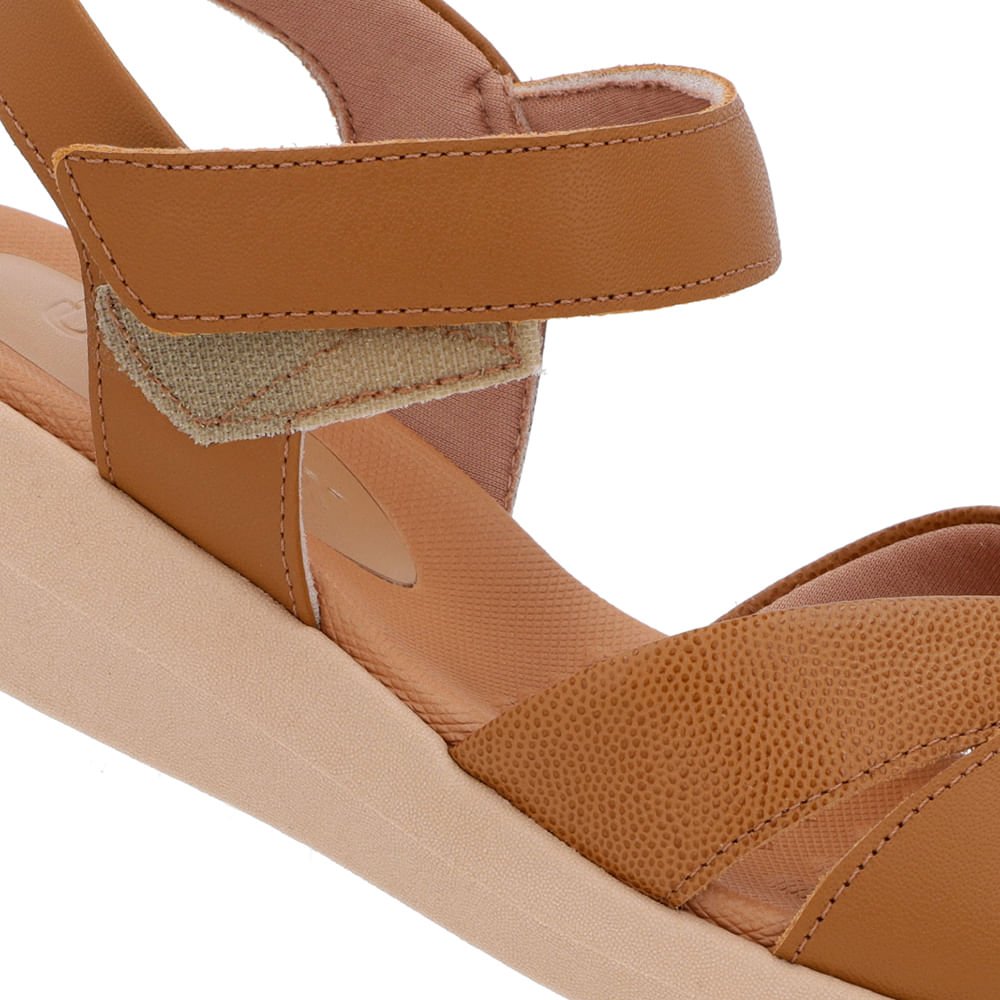 Sandália Salto Baixo Couro Marrom Marrom 4