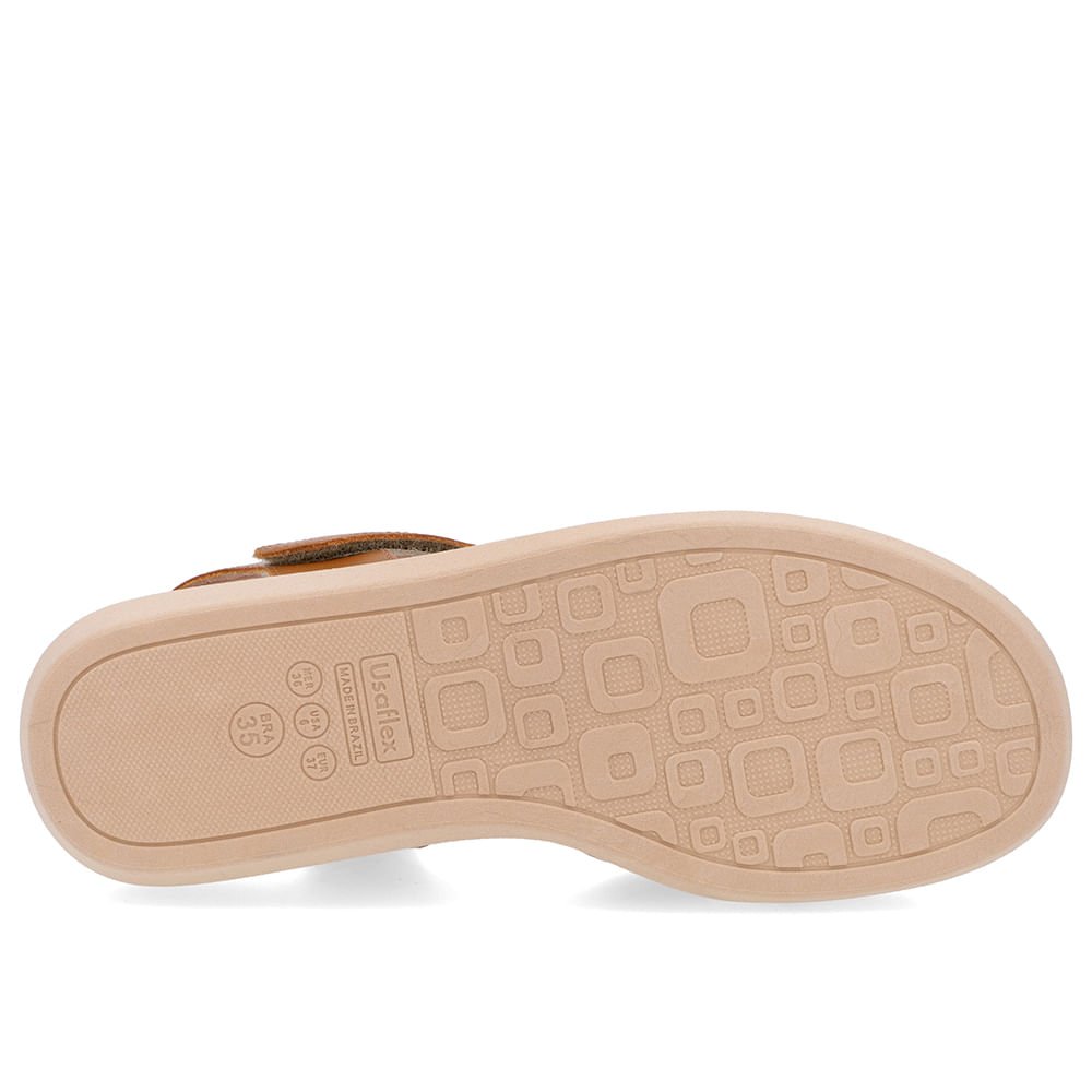 Sandália Salto Baixo Couro Marrom Marrom 5