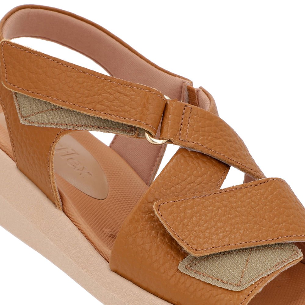 Sandália Ajuste Fecho-Flex Couro Marrom Marrom 4