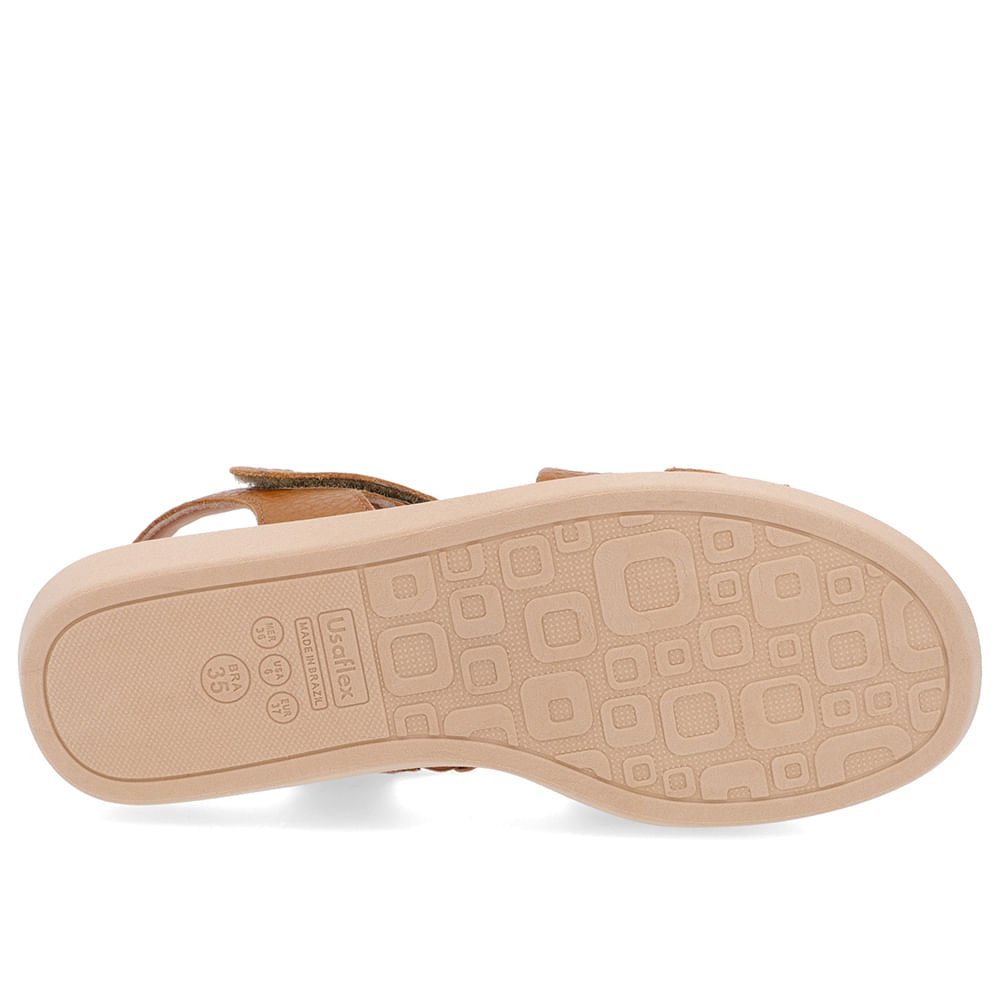 Sandália Ajuste Fecho-Flex Couro Marrom Marrom 5