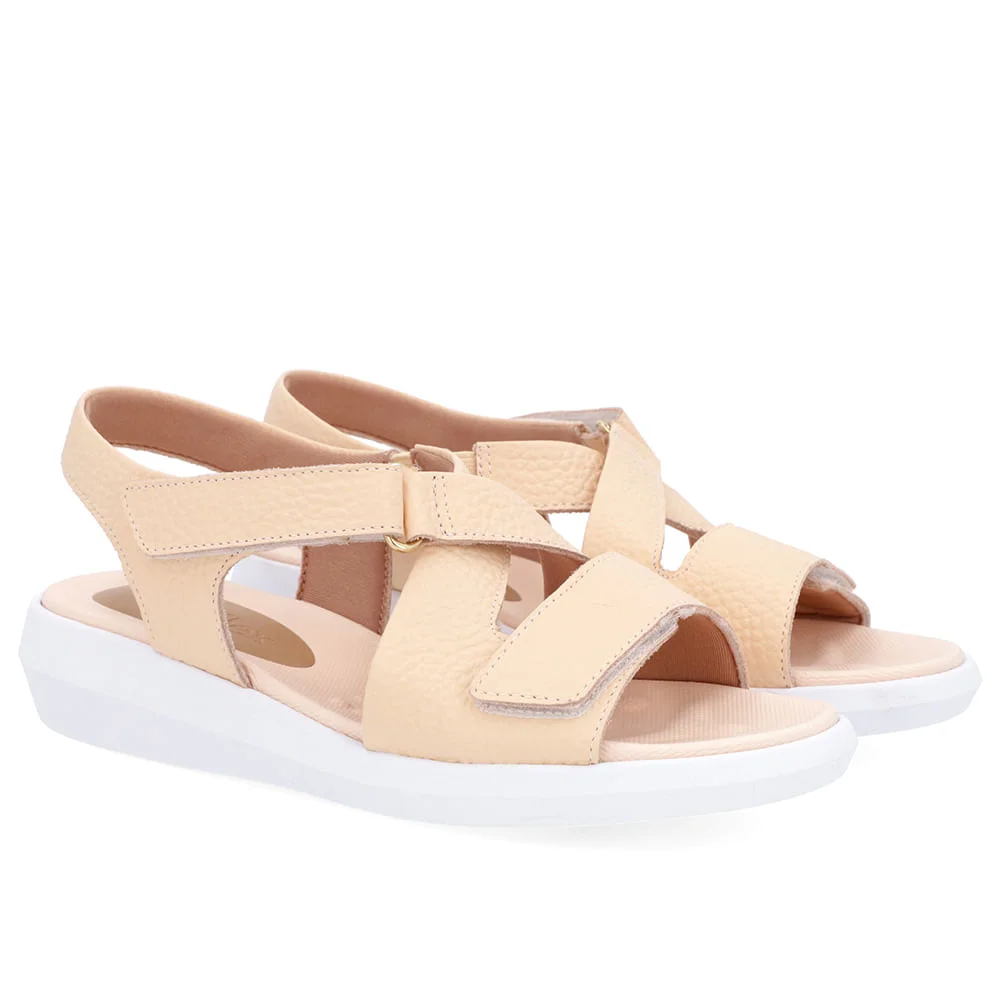 Sandália Ajuste Fecho-Flex Couro Laranja Laranja 2