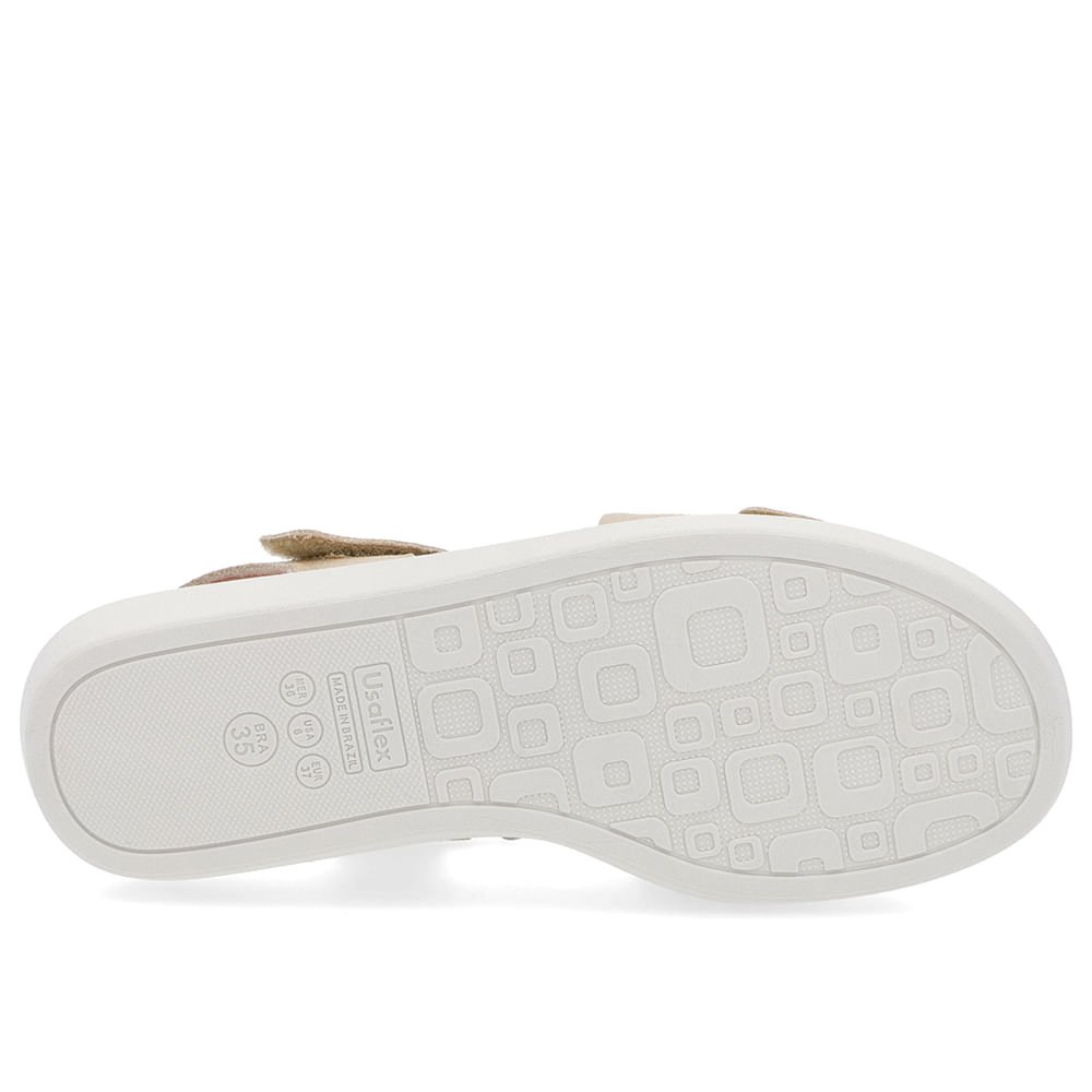 Sandália Ajuste Fecho-Flex Couro Dourada Dourado 5