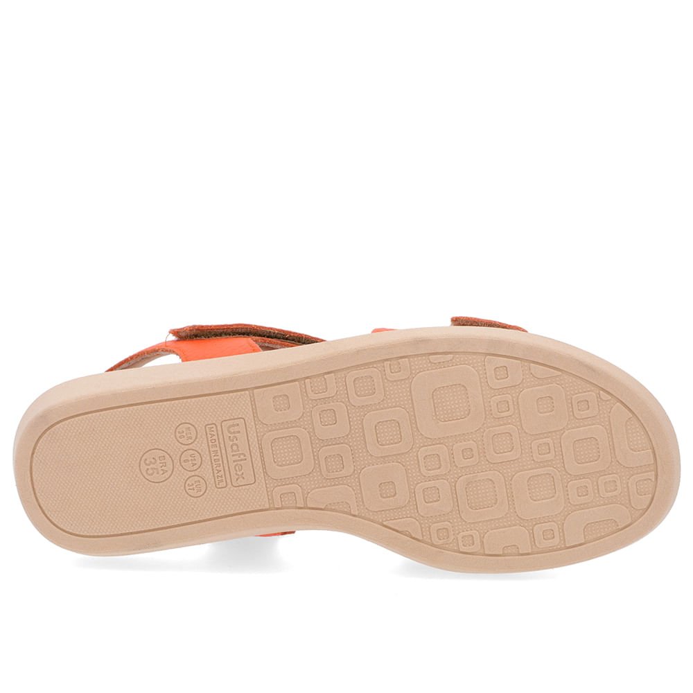 Sandália Ajuste Fecho-Flex Couro Laranja Laranja 5