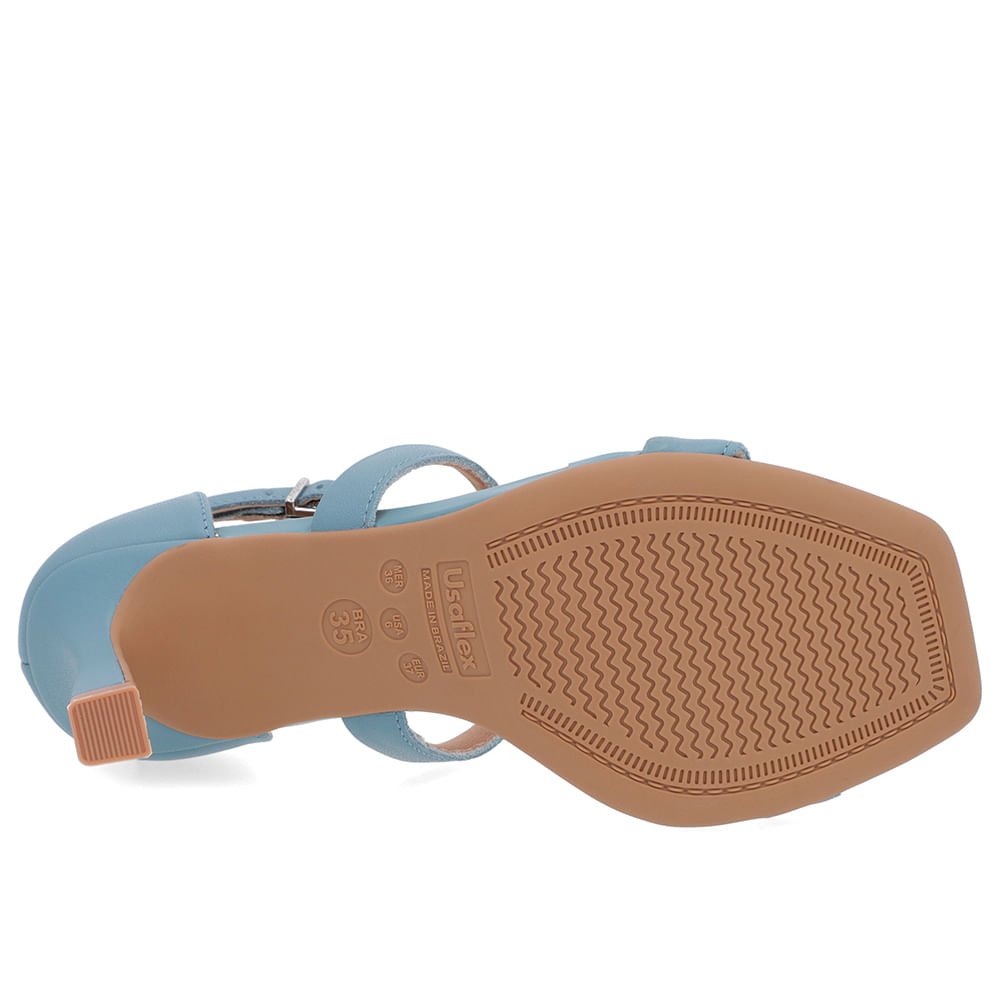 Sandália Salto Fino Couro Azul Tira Cruzada Azul 5