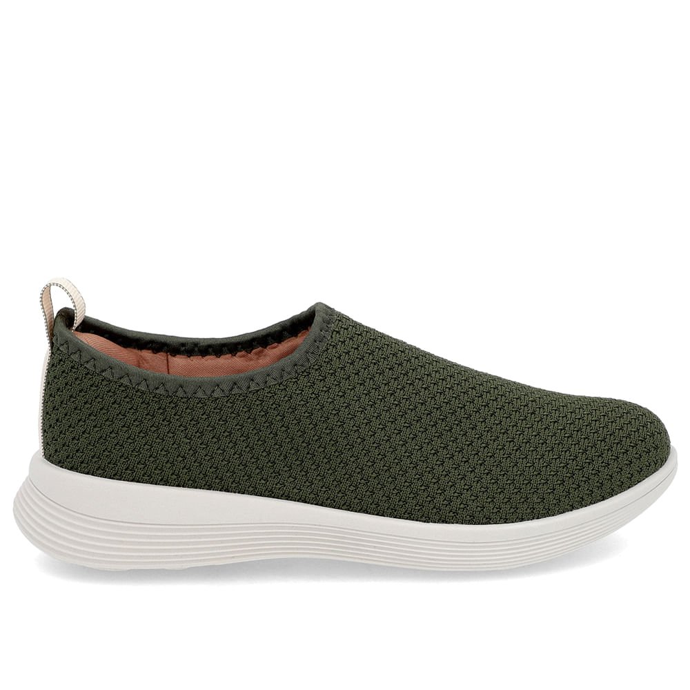 Tênis Slip On Casual Verde Tecido