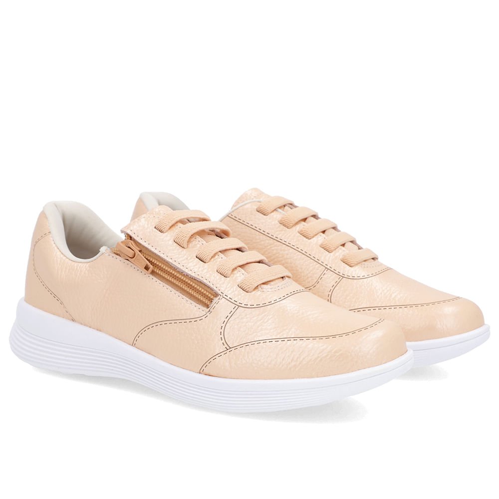 Tênis Casual Laranja Perolado Couro Zíper Lateral Laranja 2