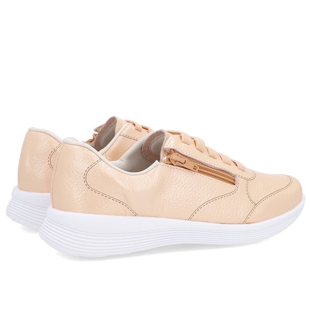 Tênis Casual Laranja Perolado Couro Zíper Lateral Laranja 3