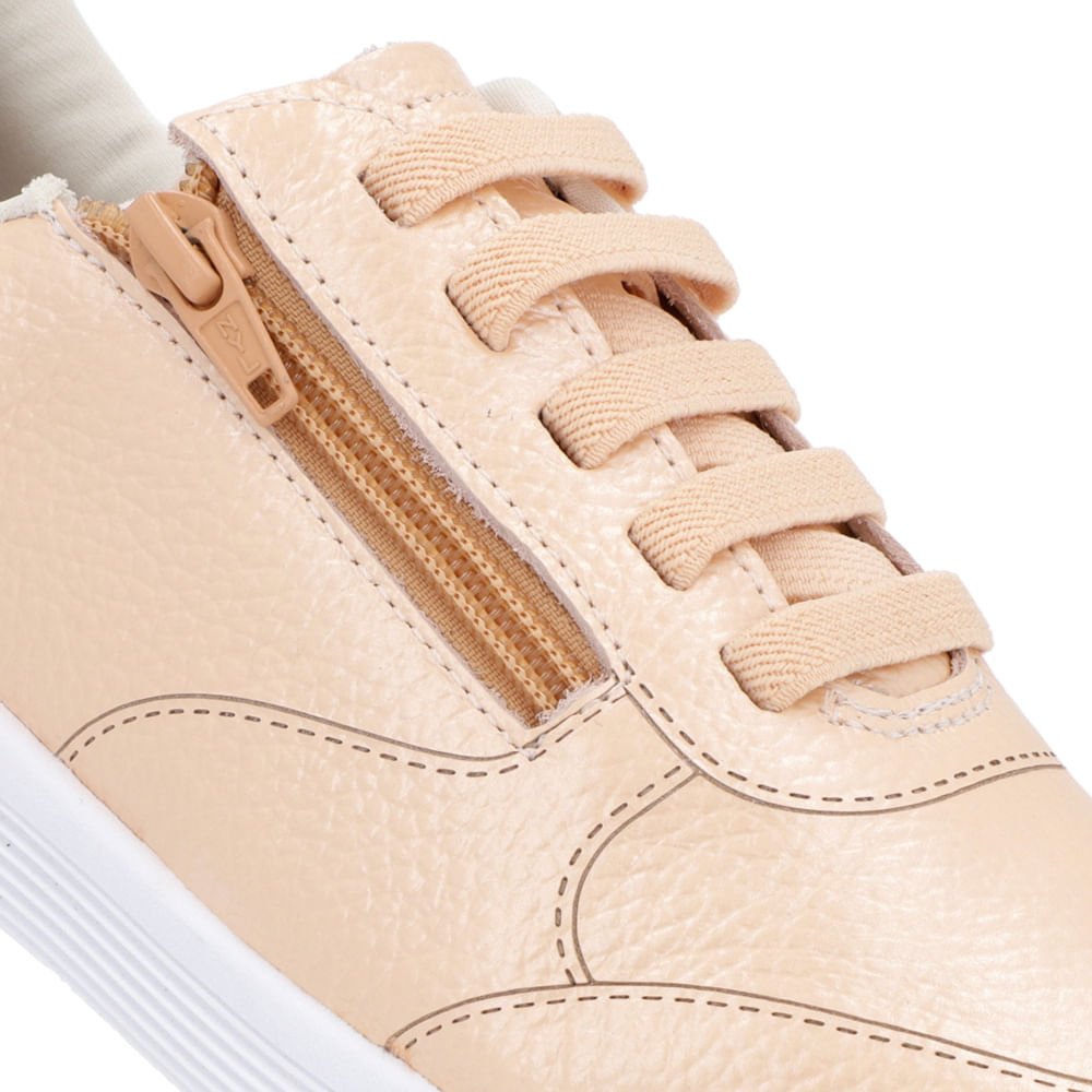 Tênis Casual Laranja Perolado Couro Zíper Lateral Laranja 4