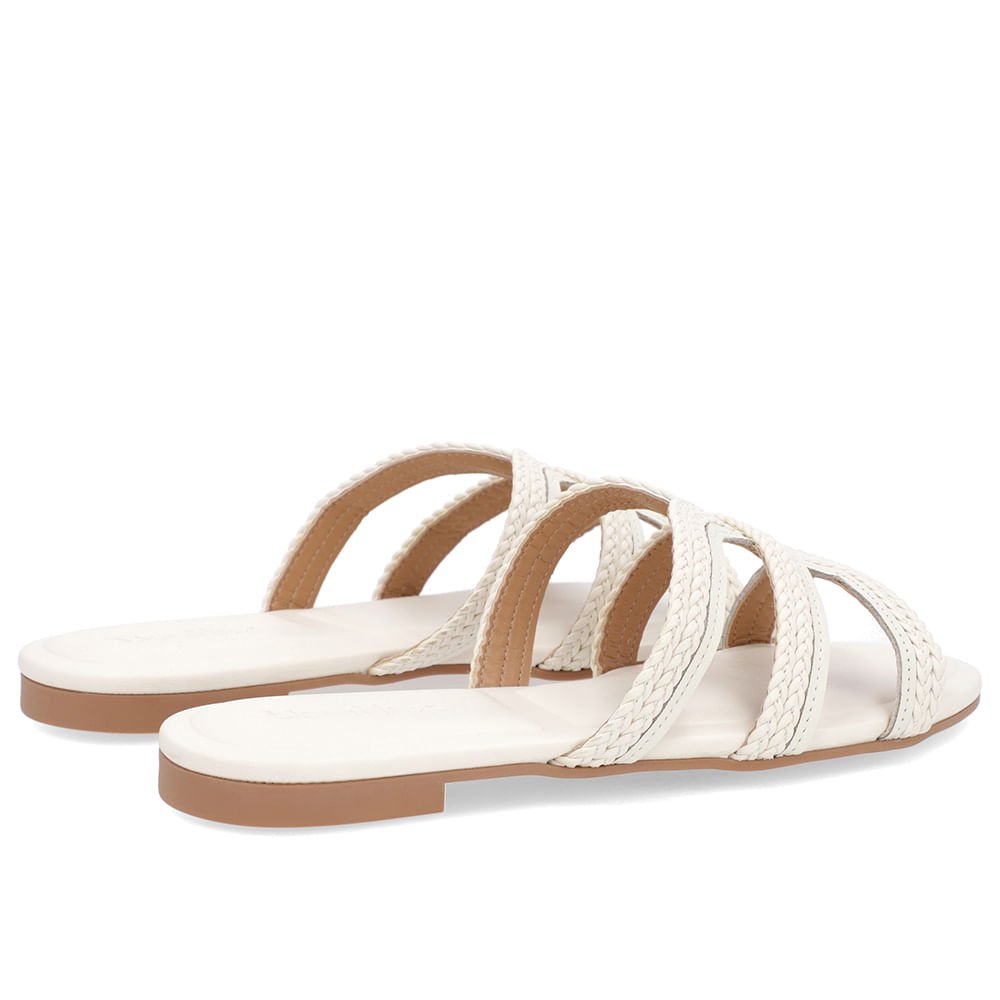 Rasteira Bico Redondo Couro Branca Textura Branco 3