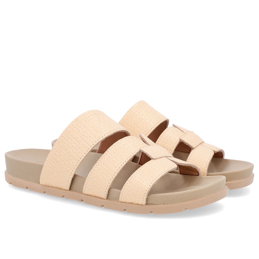 Slide Baixo Couro Laranja Claro Tiras Laranja 2