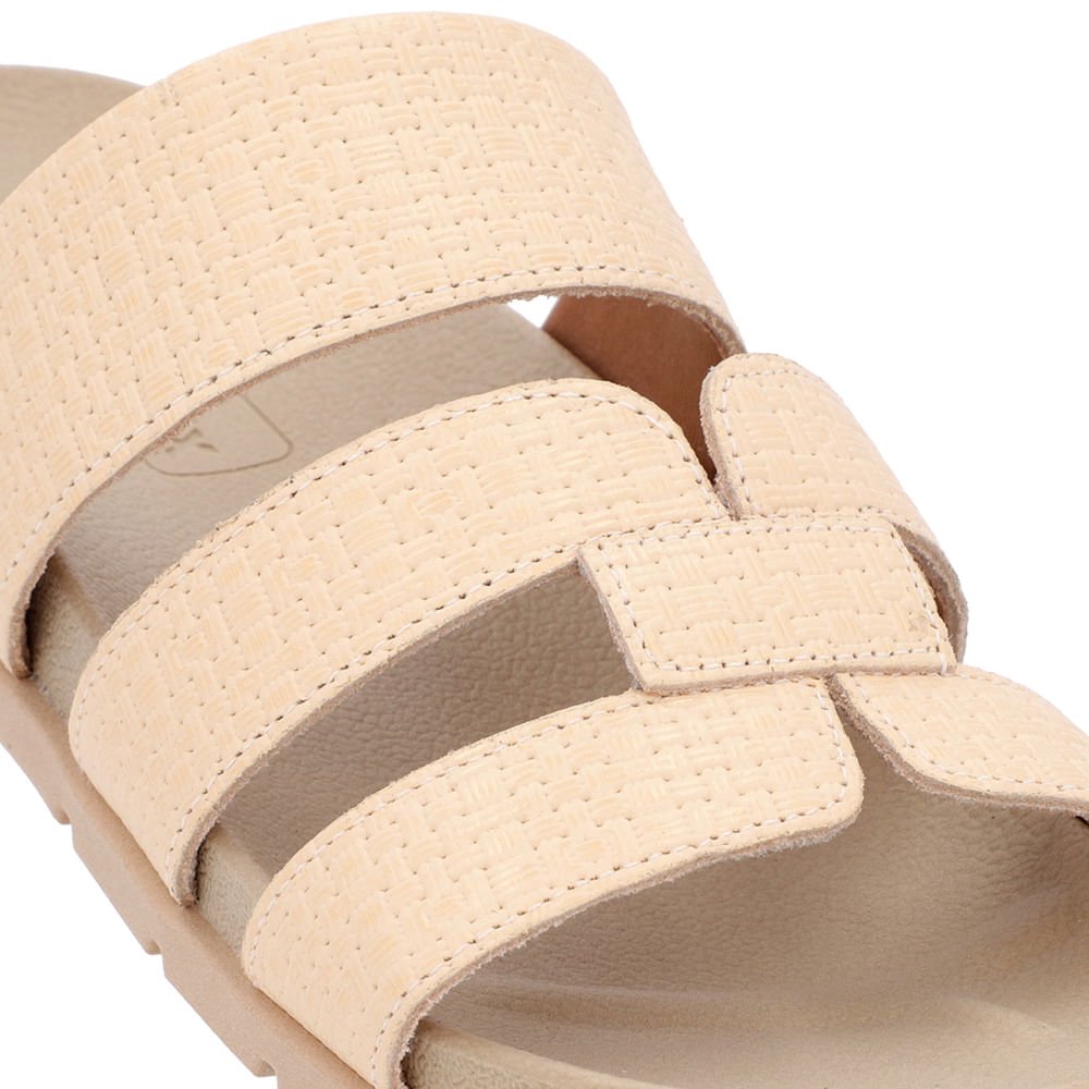 Slide Baixo Couro Laranja Claro Tiras Laranja 4