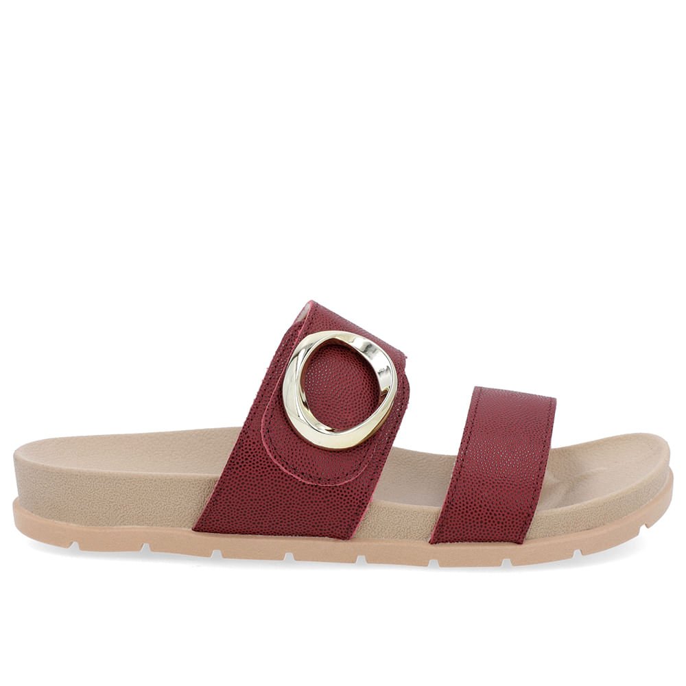 Slide Baixo Couro Vermelho Maxi Enfeite