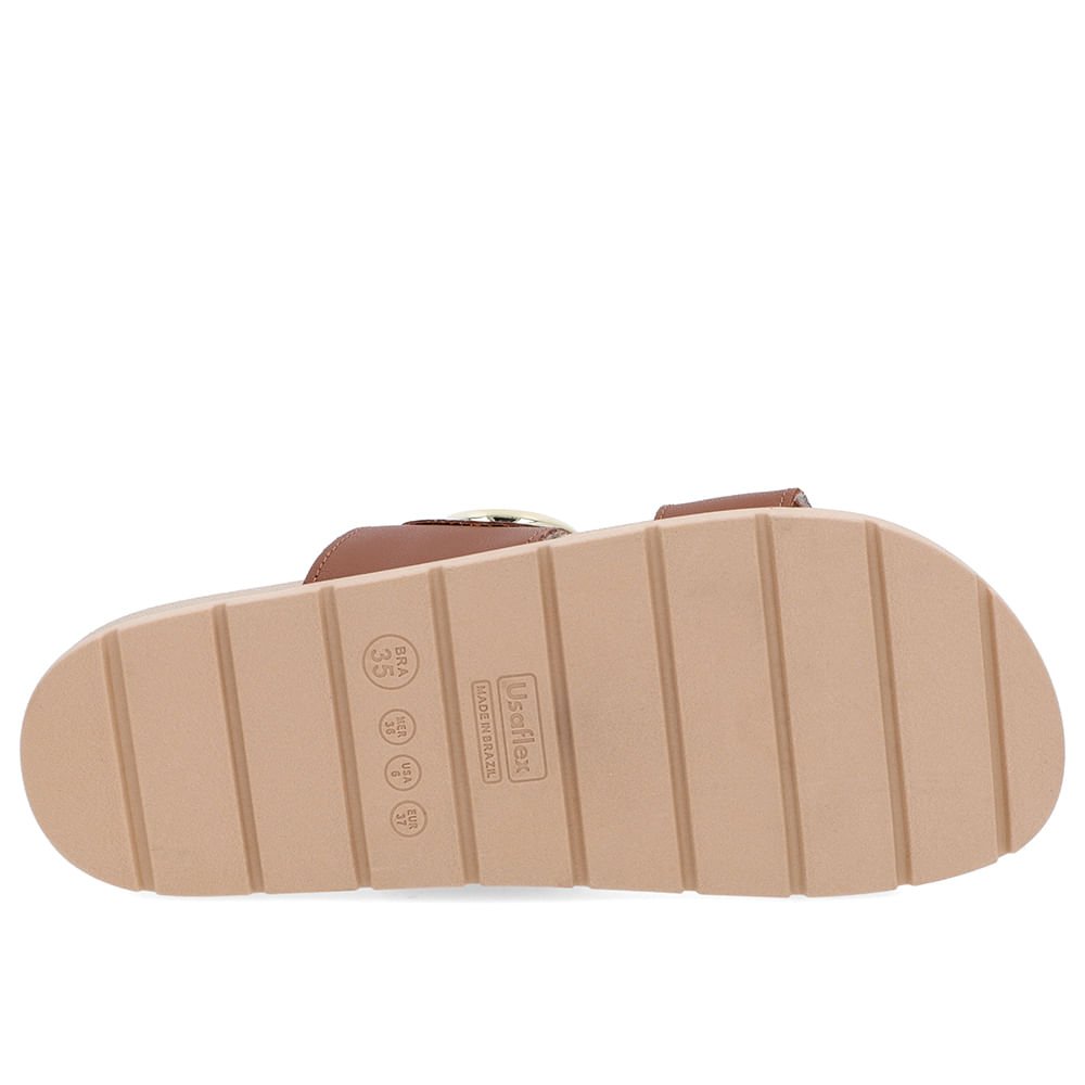 Slide Baixo Couro Marrom Maxi Enfeite Marrom 5