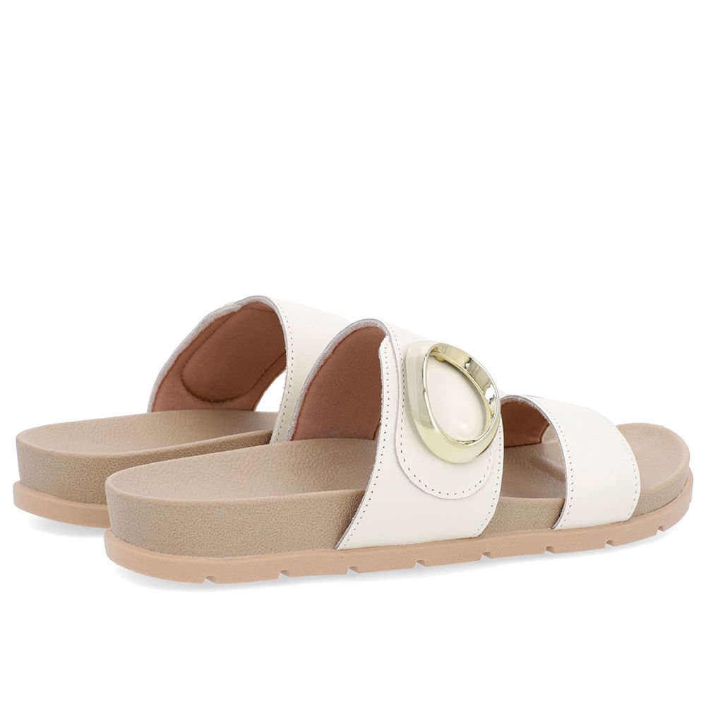 Slide Baixo Couro Branco Maxi Enfeite Branco 3