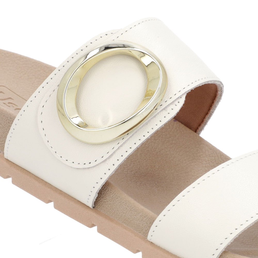 Slide Baixo Couro Branco Maxi Enfeite Branco 4