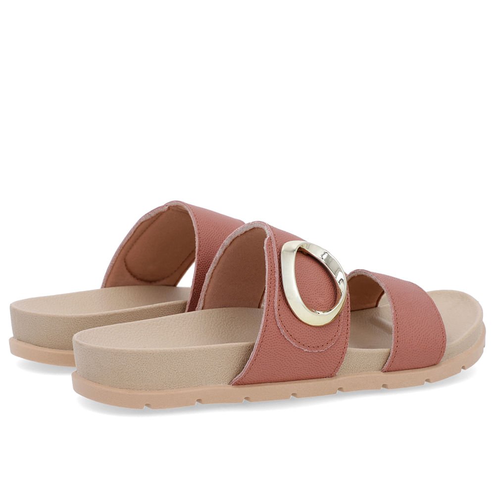 Slide Baixo Couro Rosa Maxi Enfeite Rosa 3