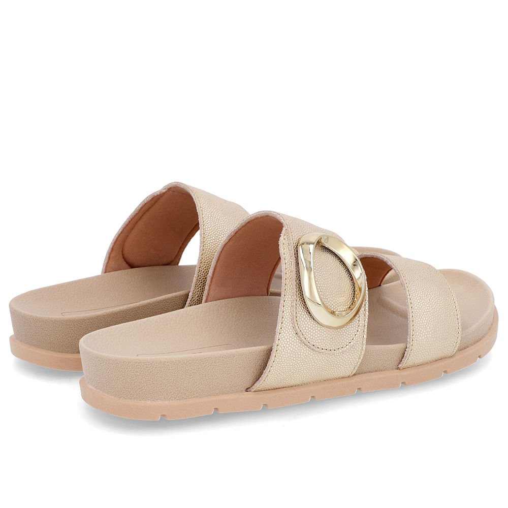 Slide Baixo Couro Dourado Maxi Enfeite Dourado 3