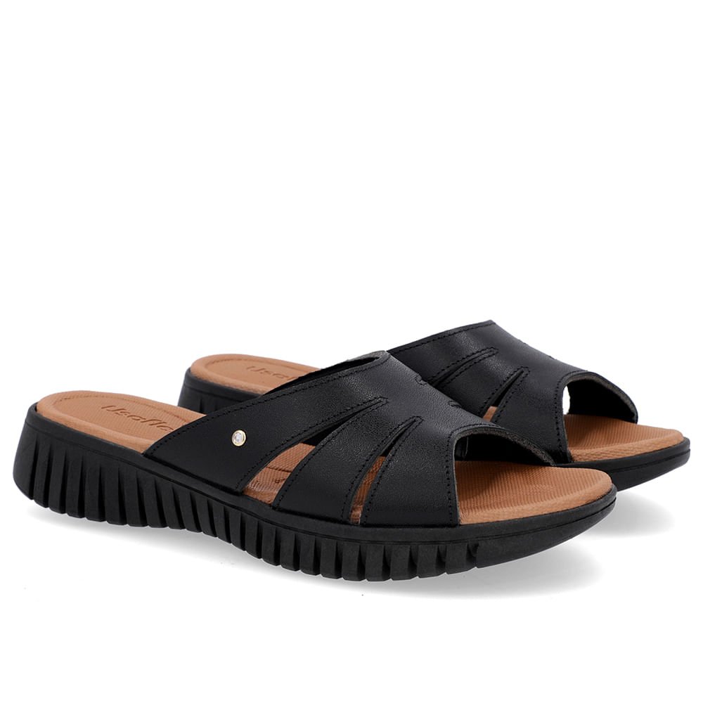 Tamanco Plataforma Couro Preto Preto 2