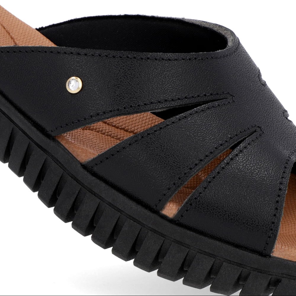 Tamanco Plataforma Couro Preto Preto 4