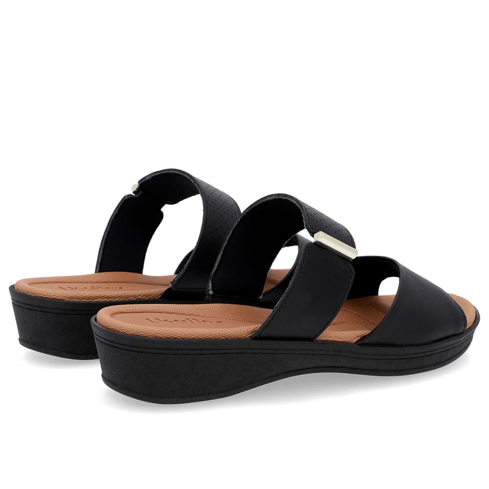 Tamanco Plataforma Couro Preto Tira Enfeite Preto 3