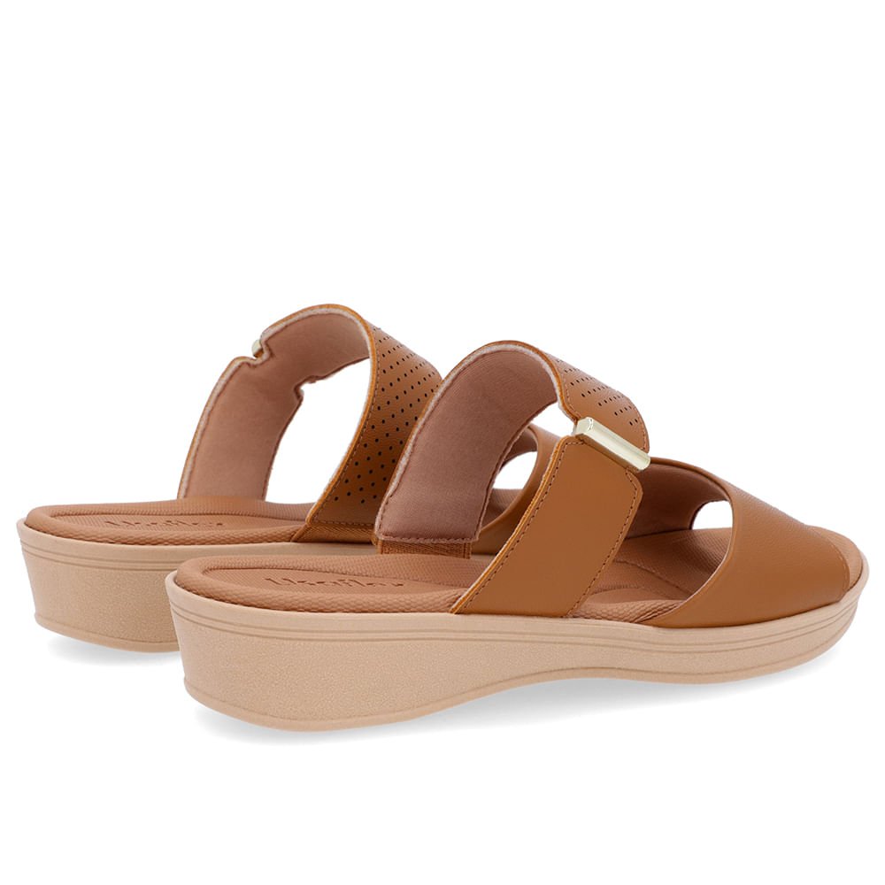 Tamanco Plataforma Couro Marrom Tira Enfeite Marrom 3