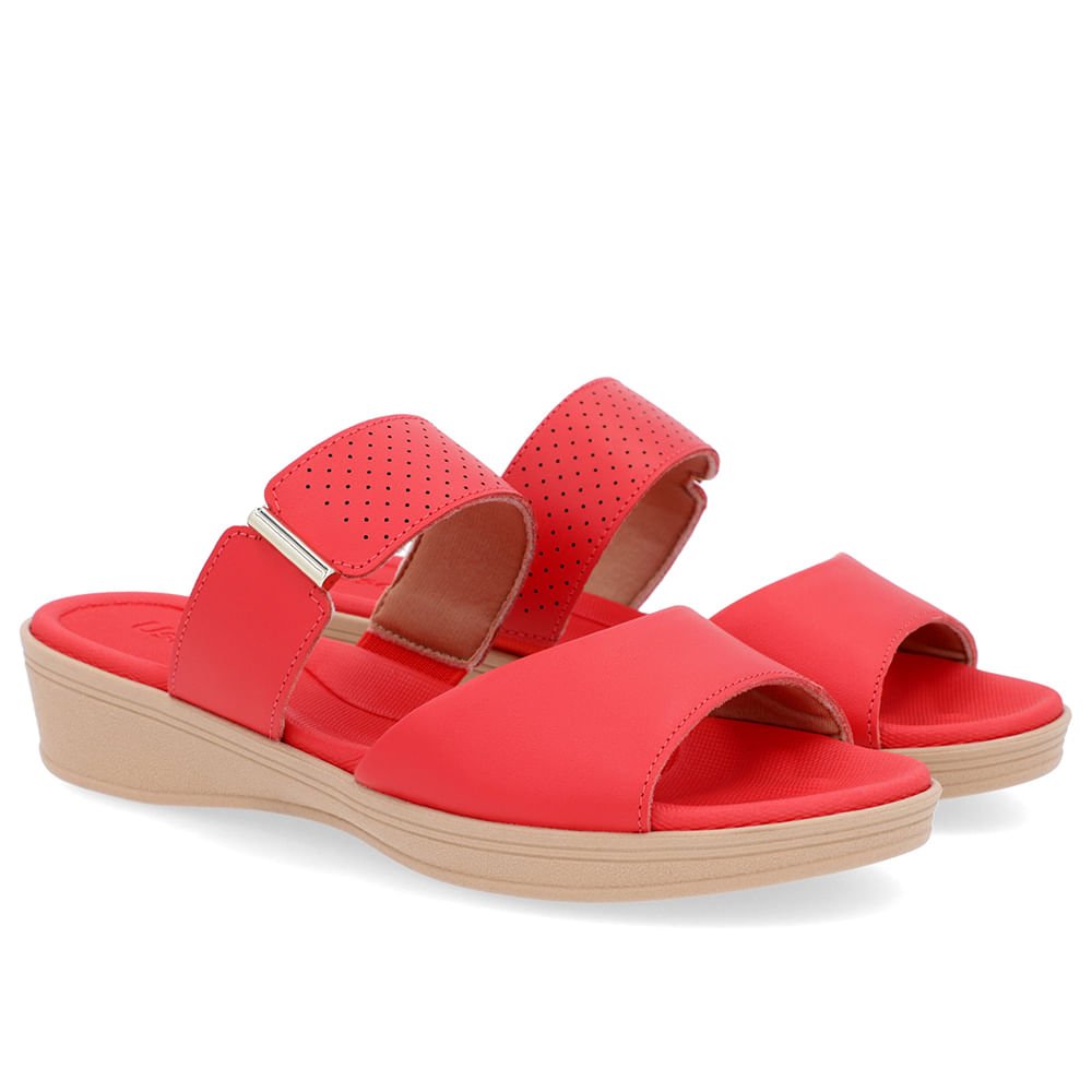 Tamanco Plataforma Couro Vermelho Tira Enfeite Vermelho 2