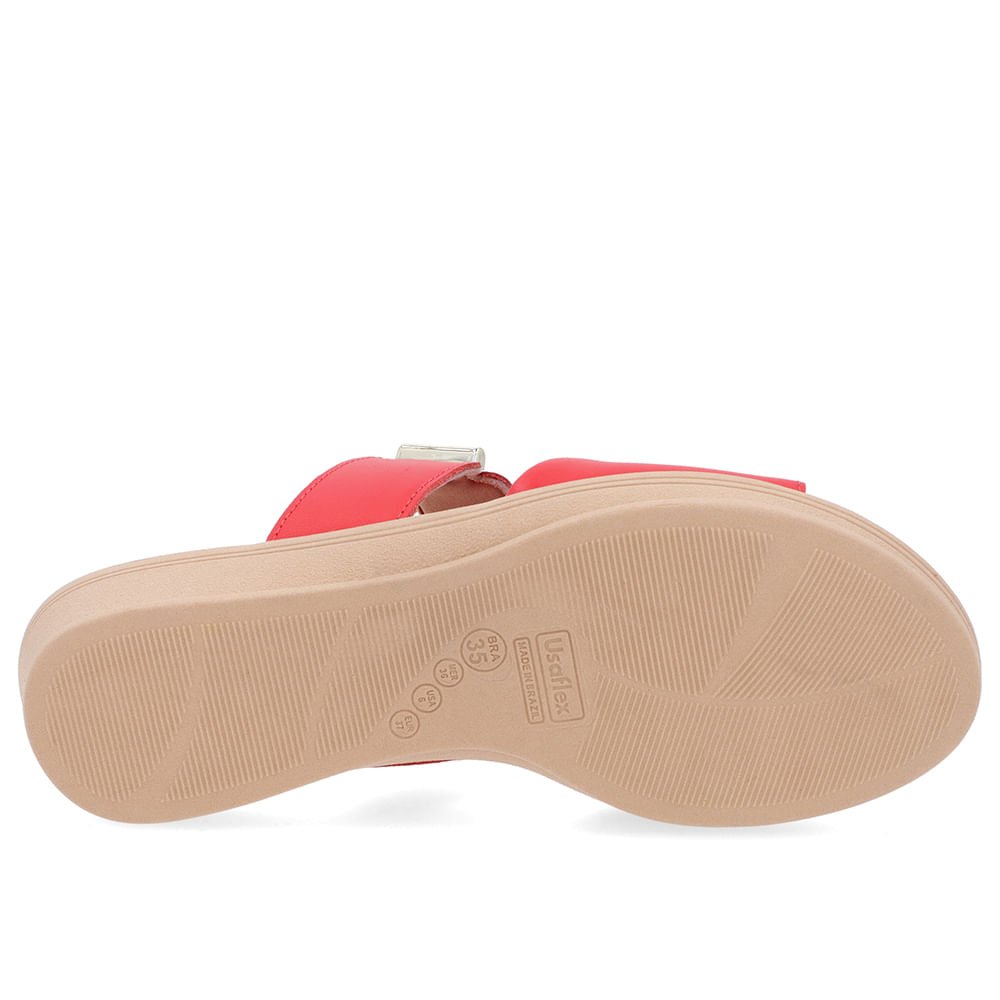 Tamanco Plataforma Couro Vermelho Tira Enfeite Vermelho 5