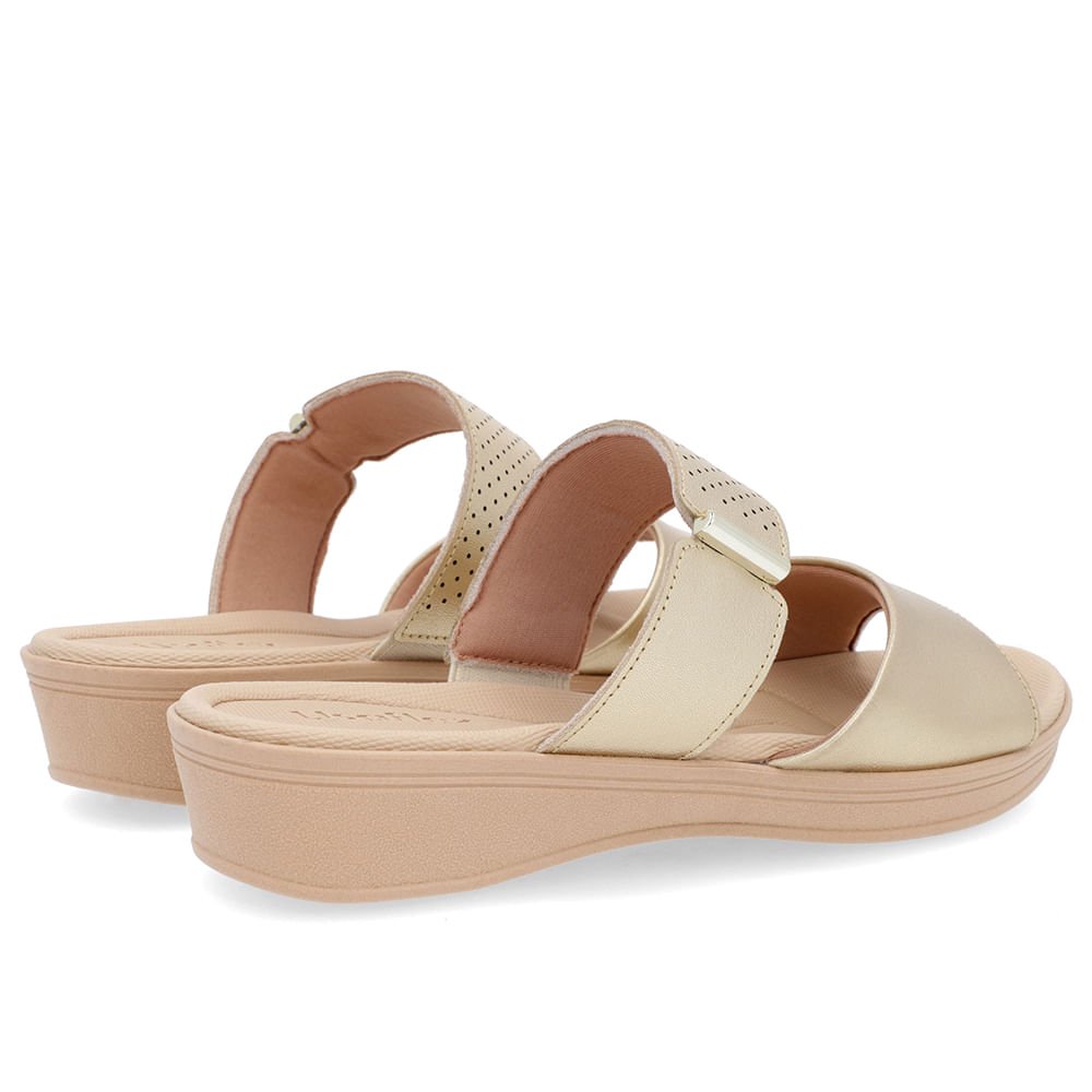 Tamanco Plataforma Couro Dourado Tira Enfeite Dourado 3