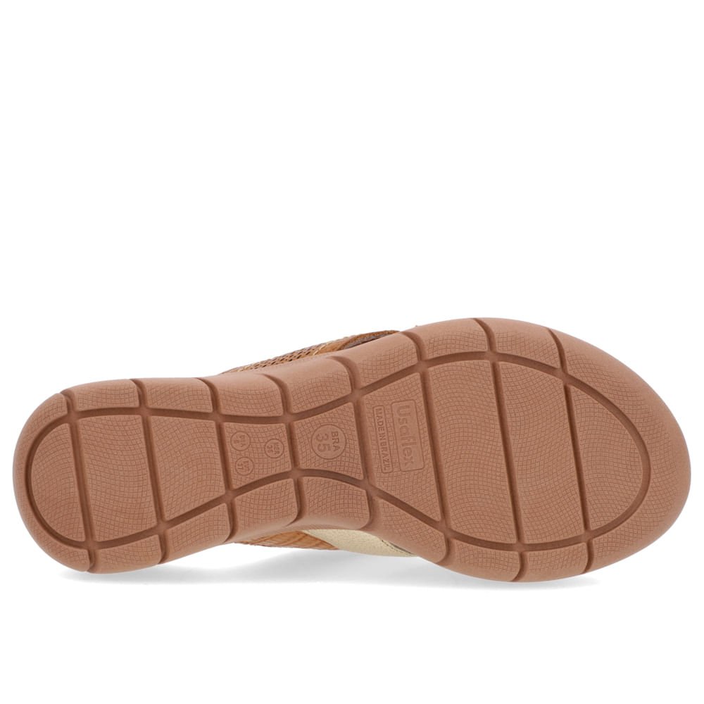 Slide Marrom Plataforma Couro Tiras Detalhe Dourado Dourado 5