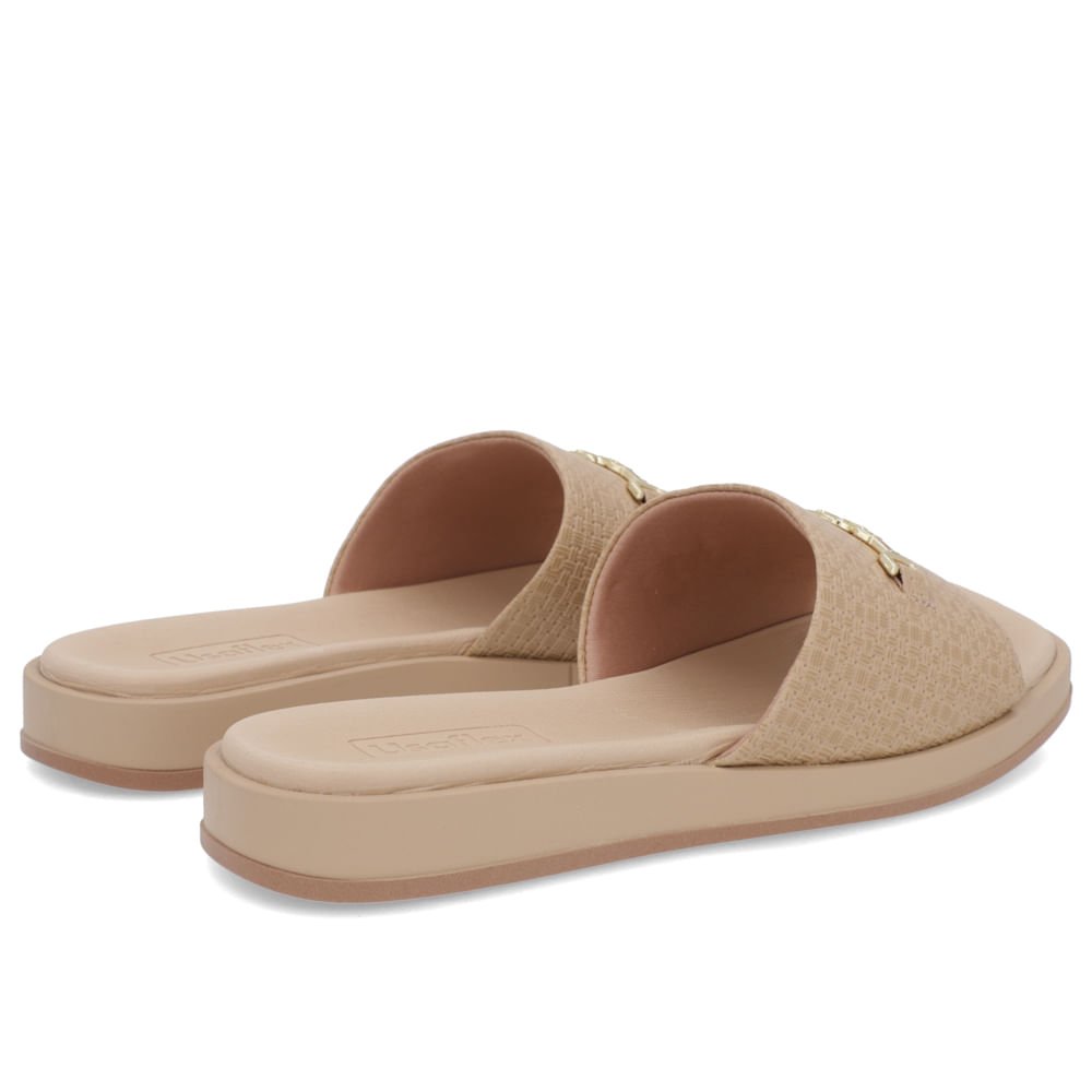 Slide Bege Baixo Couro Trama Bege 3